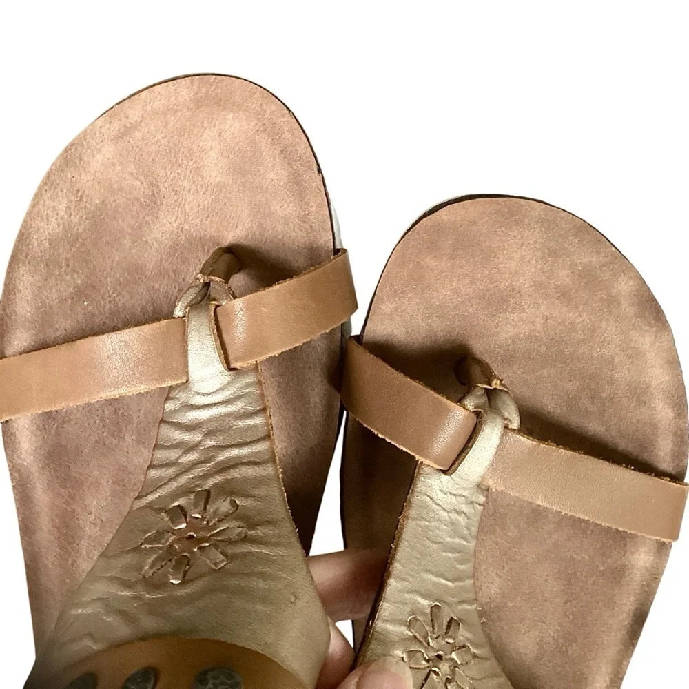 OTBT Maverick Wedge Platform Leather Sandals Stud Details Sz 9.5 From Sundance - Picture 10 of 16